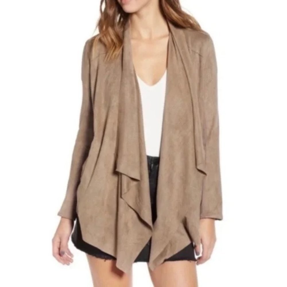BLANK NYC FAUX SUEDE MT RUSHMORE MOTO JACKET TAN WATERFALL SIZE SMALL